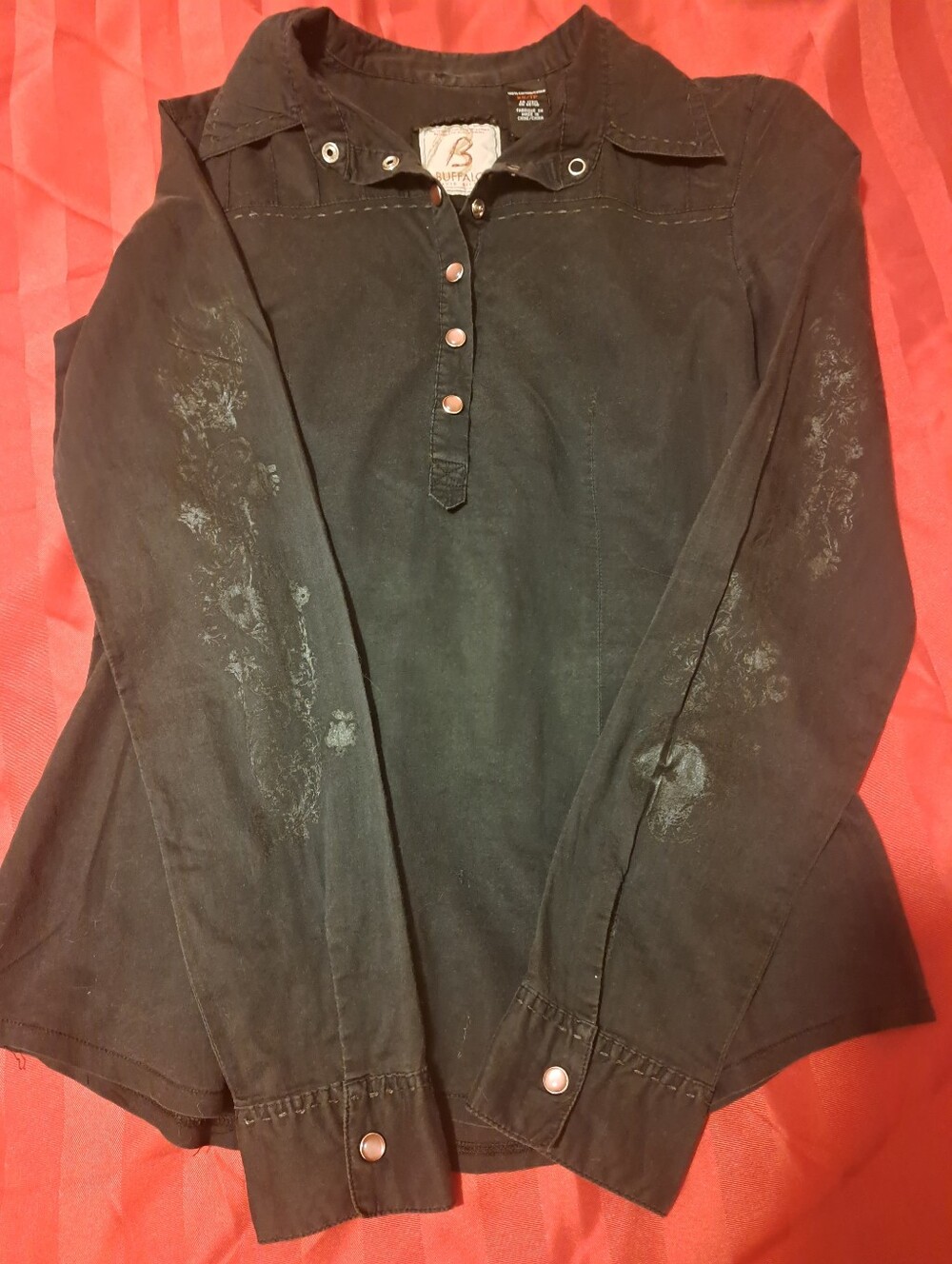 Buffalo David Bitton Women Black Long Sleeve Button-Front Shirt